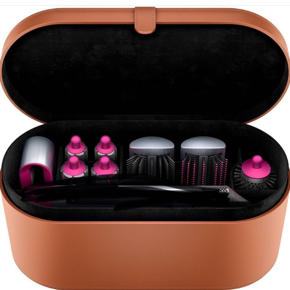 Dyson Airwrap attachments and leather box